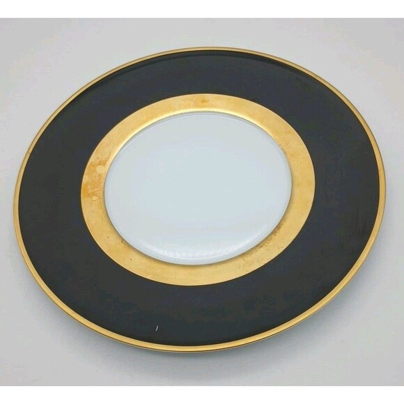 Raynaud Limoges Gala Salad Plate Gold & Black Lunch Scratch - Picture 1 of 5
